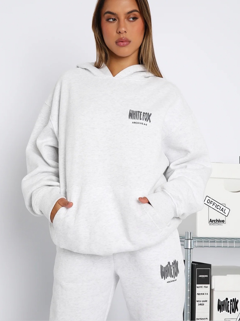 White Fox White and Gray S/M Hoodie - Picture 4 of 5